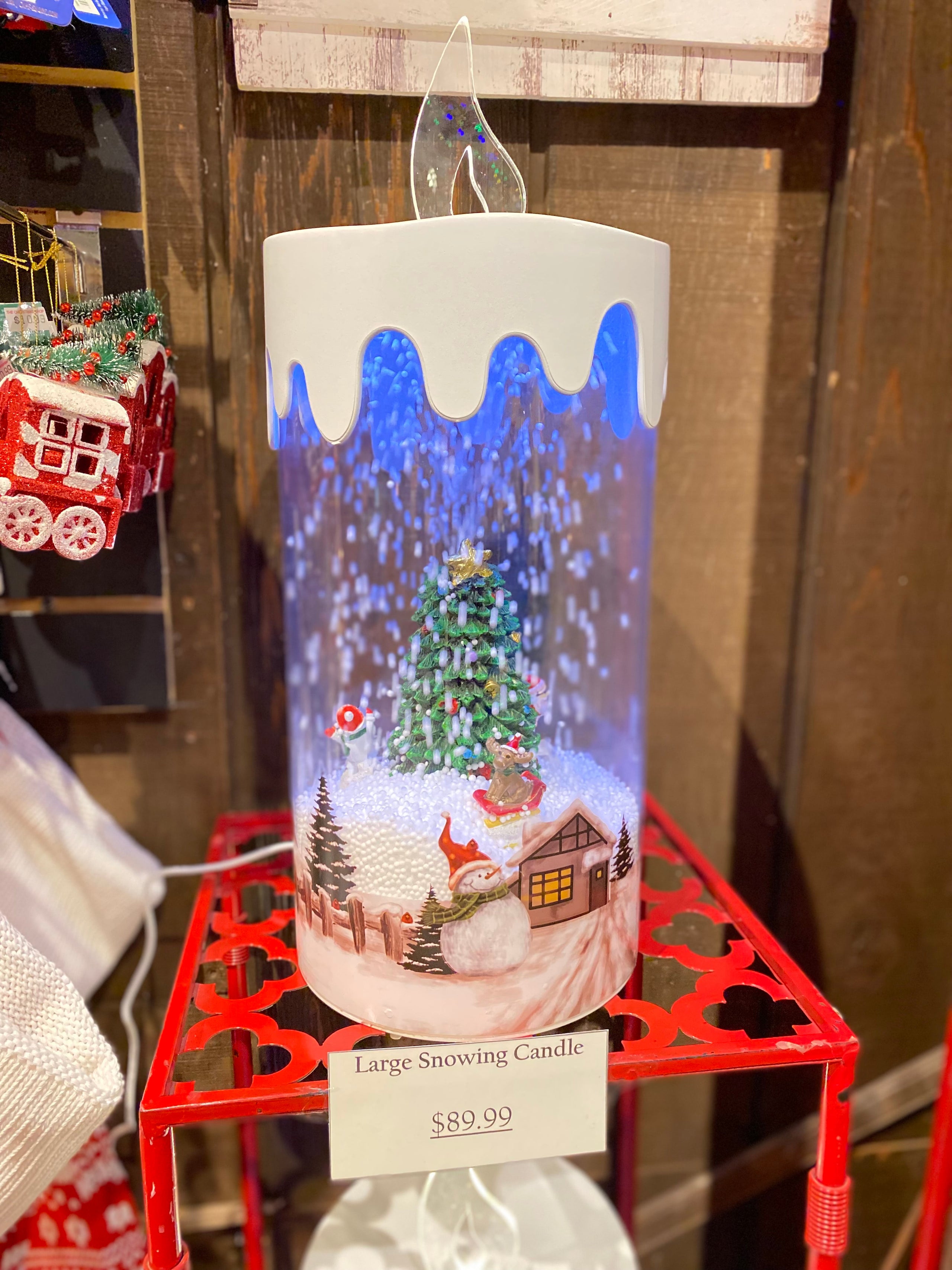 Large Snowing Candle THE OUTER BANKS CHRISTMAS SHOP